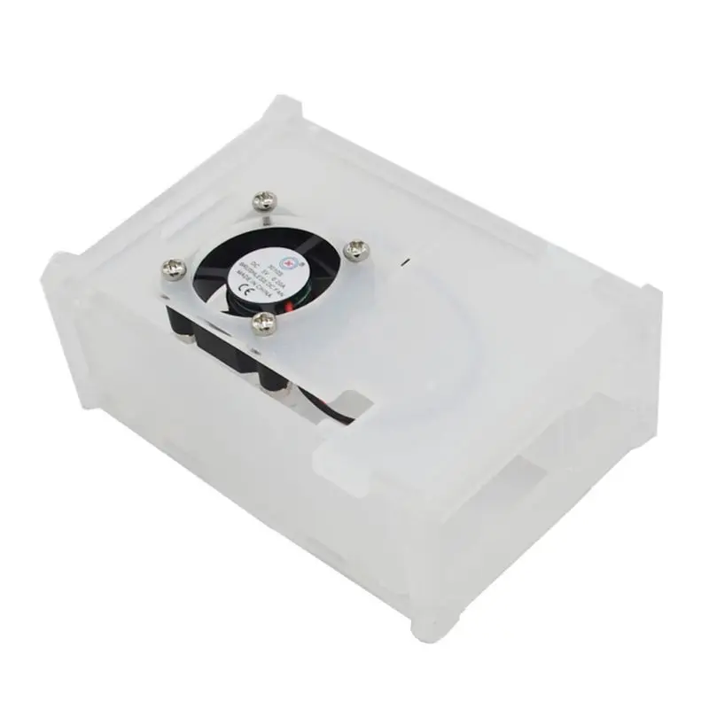 

1Set Clear Acrylic Case Enclosure Box with Cooling Fan for Raspberry Pi 4 Model B Accessories