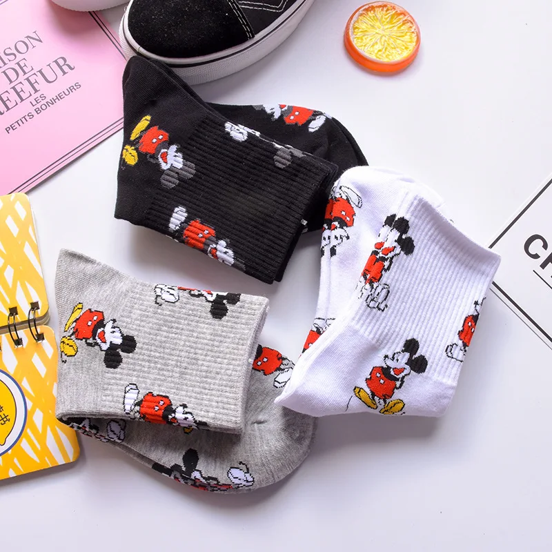 Женские носки в Корейском стиле с милыми мультяшными мышками Модные забавные