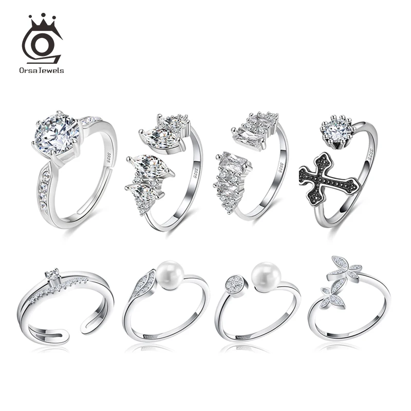 ORSA JEWELS Роскошные серьги с 925 серебро Adjusatable обручальные кольца украшением в виде
