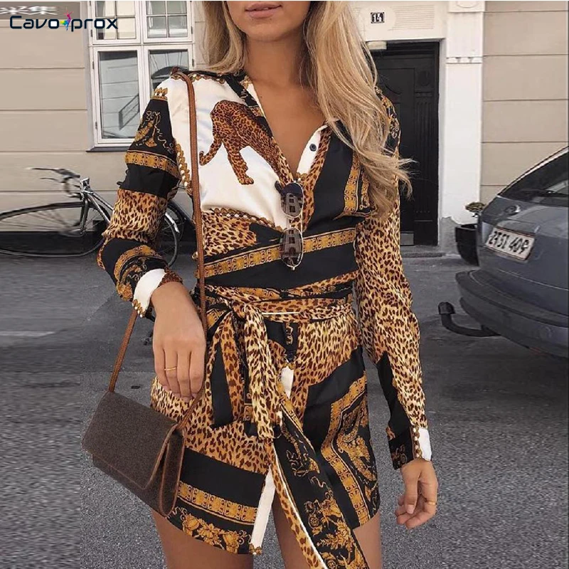 Женская рубашка с отложным воротником и леопардовым принтом Повседневная