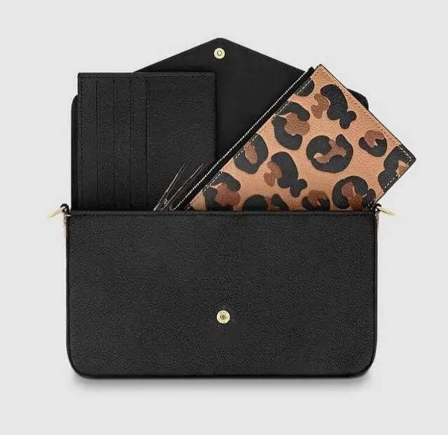 

Leather Wild at Heart Luxury Evening Bag 3 pieces FÉLICIE POCHETTE Chain Bag Designer Handbag High Quality Ladies Leopard Print