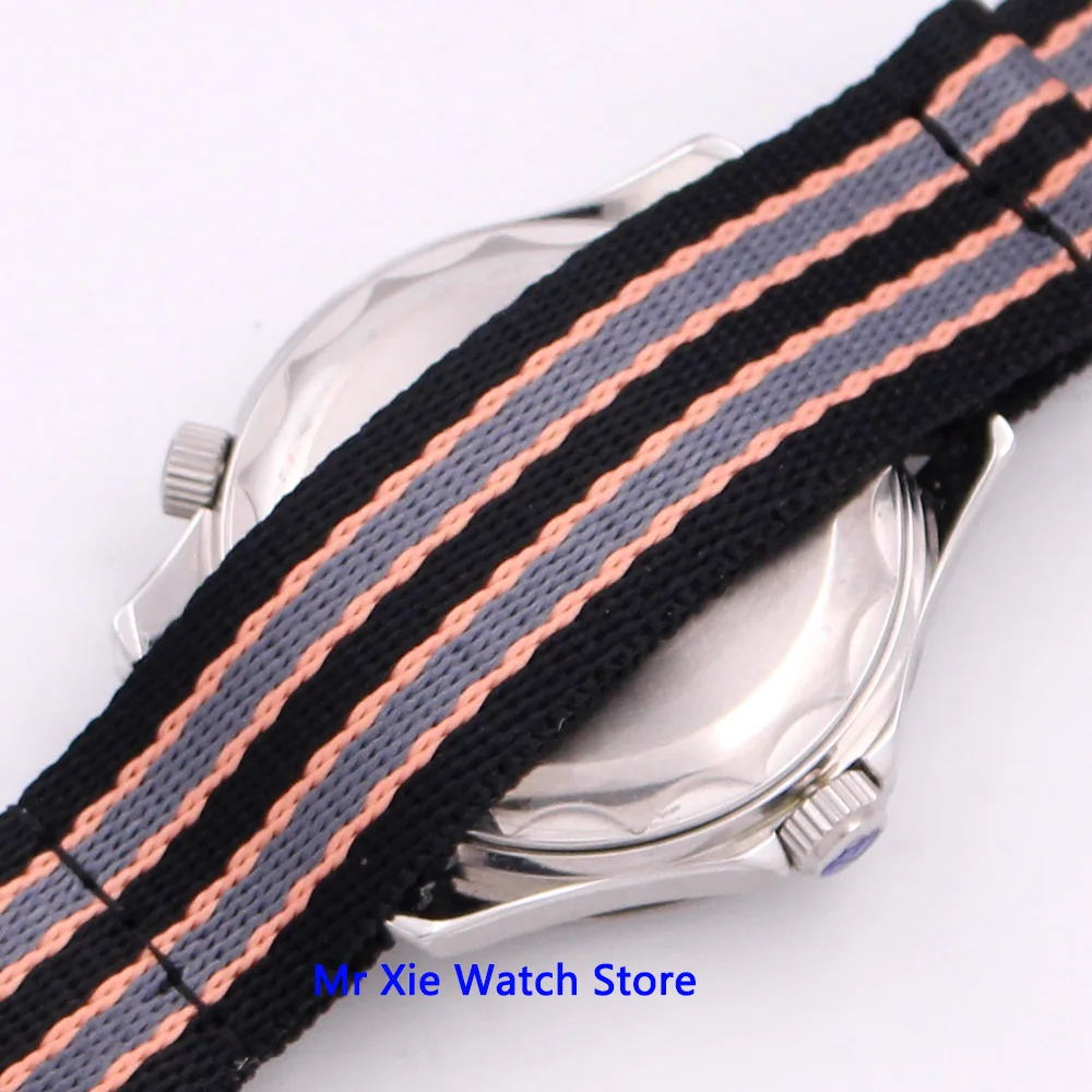 

Bliger 41mm Black Dial Automatic Mechanical Mens Watch Nylon Strap Sapphire Crystal Luminous Waterproof Calendar Male Wristwatch