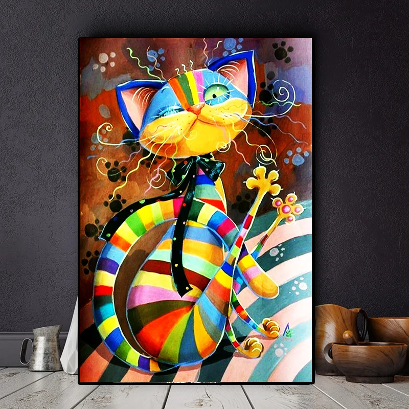 Miaodu Радужный кот 5D DIY Алмазная мозаика вышивка крестиком рукоделие