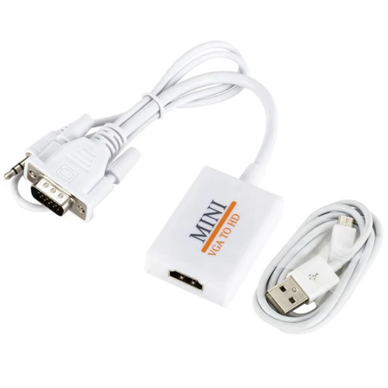 

VGA Male to HDMI Output 1080P HD+Audio TV AV HDTV Video Cable Converter Adapter 1080P HD