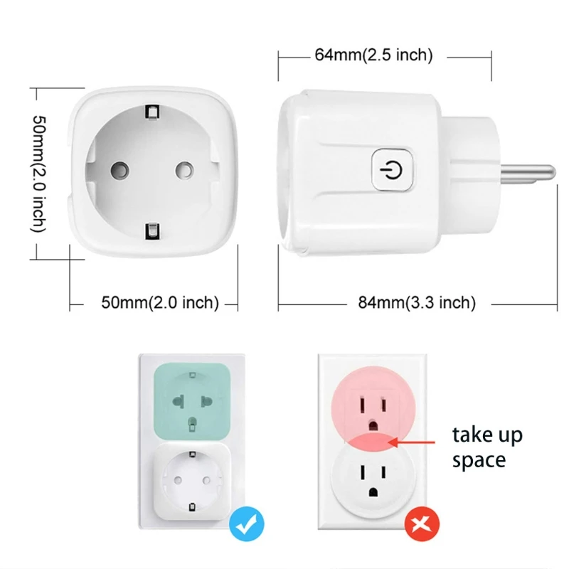 Intelligent Socket Tuya WiFi EU Smart Plug Adapter Wifi Switch Compatible with Alexa Voice Control 16A Life | Электроника