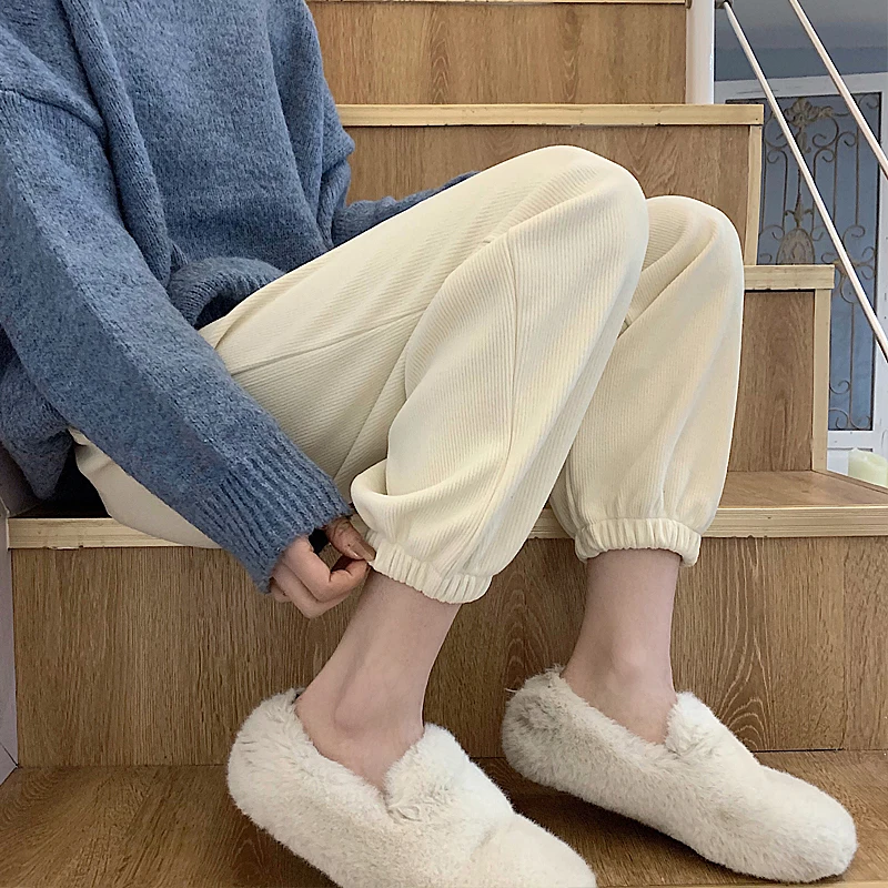 

Autumn Casual Sport Pants High Waist Jogger Pants Female Solid Tracksuit Streetwear Casual Ladies Baggy Trousers Winter Clothes