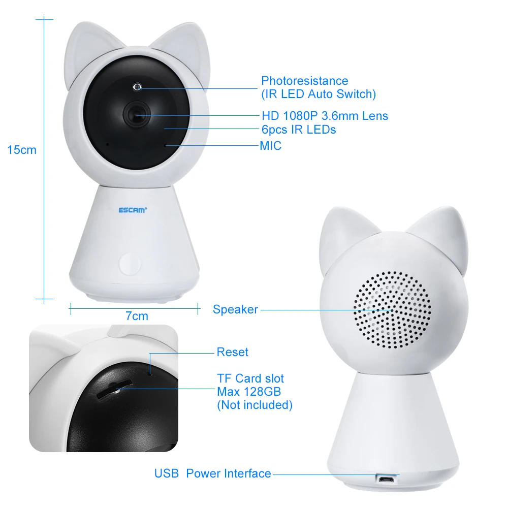 IP-камера INQMEGA 1080P HD облачная с поддержкой Wi-Fi и функцией автослежения |