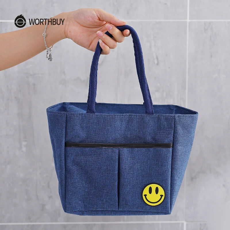 

WORTHBUY Portable Oxford Lunch Bag Thermal Insulated Lunch Box Bag For Kid School Picnic Dustproof Waterproof Food Container Bag