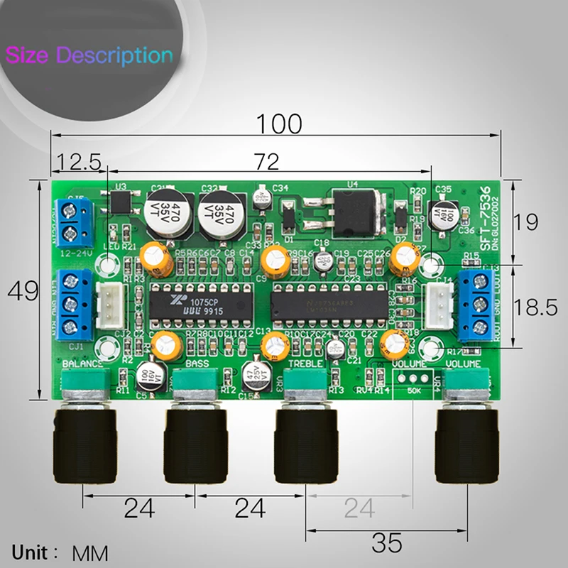 

Amplifier Preamplifier Tone Board XR1075 LM1036 Home Theater With Tone Control
