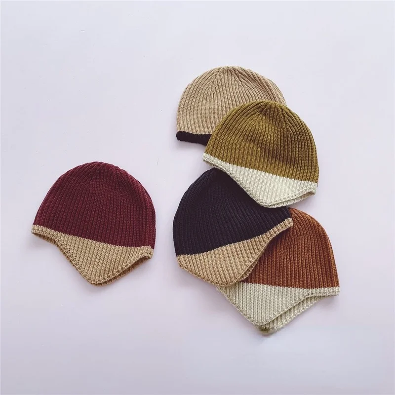 Детская вязаная шапка в японском стиле сезон осень-зима простые модные шерстяные