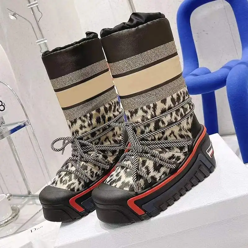 

2021 Модные женские зимние сапоги Lnternet знаменитостей зимняя сохраняющая тепло толстая подошва шнуровка искусственная Роскошная Уличная обу...