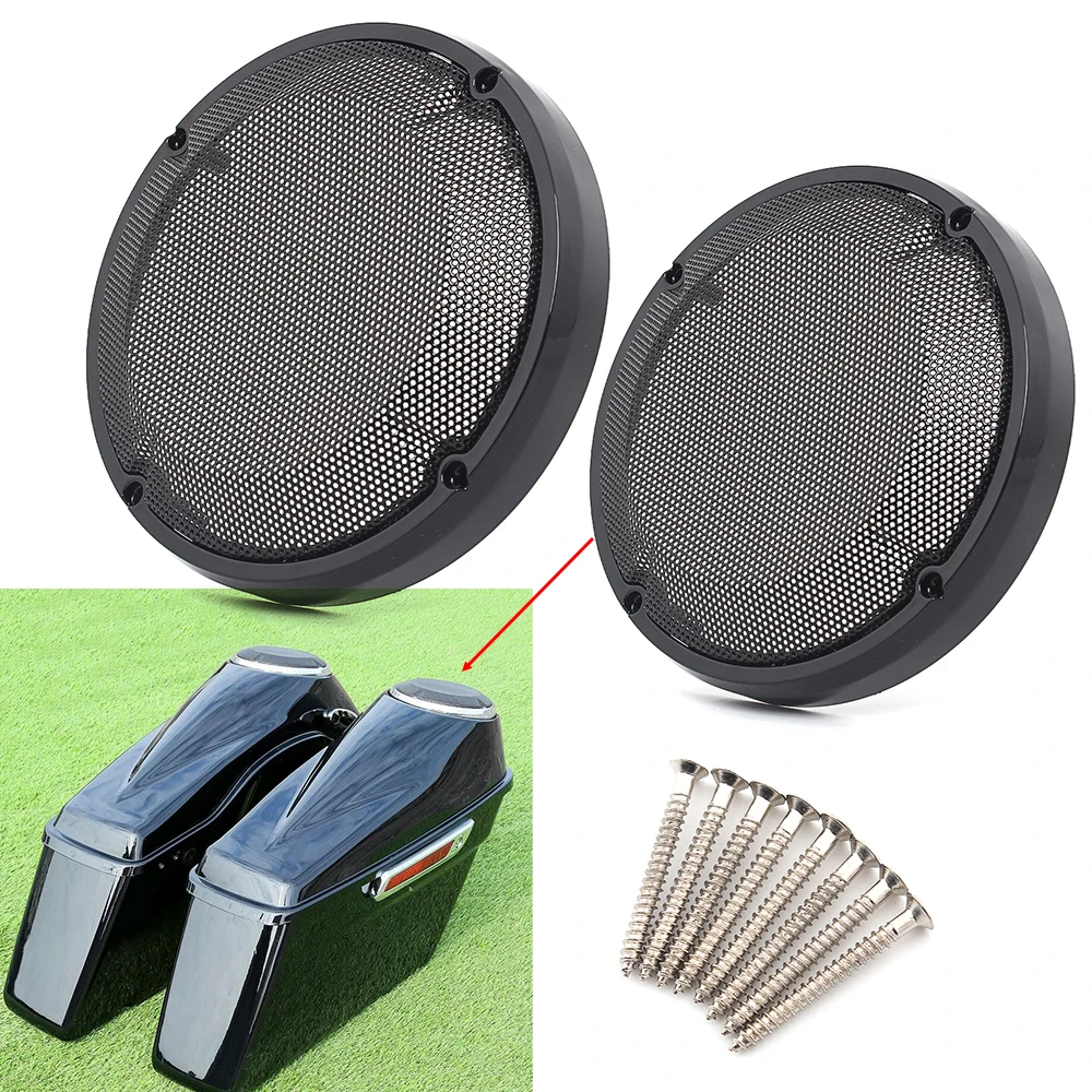 

Black Motorcycle 6.5" Saddlebag Lid Speaker Grill Cover Lower Vented Fairing For Harley Touring Road King Electra Street Glide