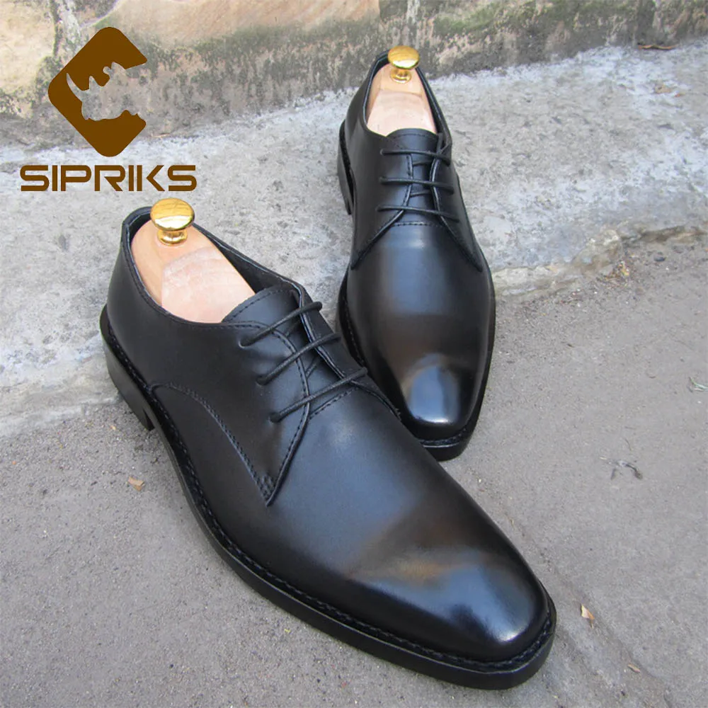 ORIGINAL Sipriks Mens Square Casual Shoes Genuine Leather Gentleman Wear Goodyear Welted Shoe Grooms Wedding Party Leisure Flats | Обувь