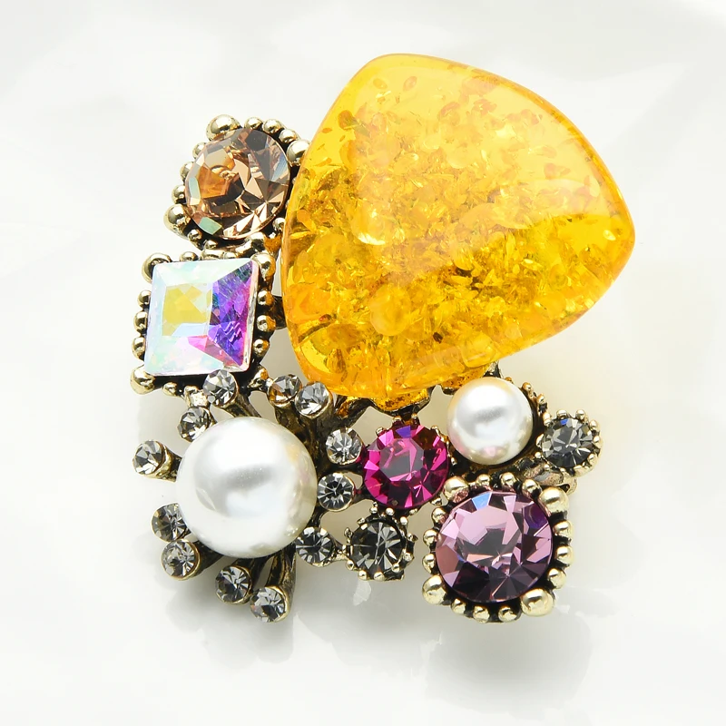 

Wuli&baby Geometric Flower Brooches For Women Pearl Rhinestone Flower Party Office Brooch Pins Gifts