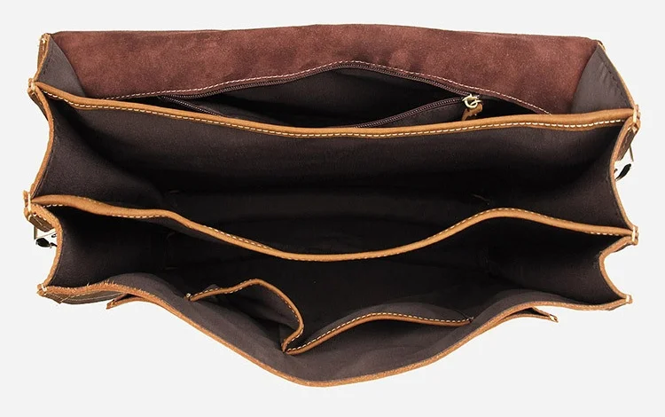 Luufan Double Layer Men Business Briefcase Bag Genuine Leather Men Laptop Shoulder Bag With Handle Large 17 Inch Computer Bag