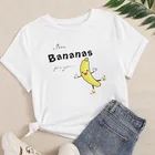 Футболка женская летняя с коротким рукавом, топ с мультяшным принтом, Повседневная Уличная одежда с графическим принтом, банан