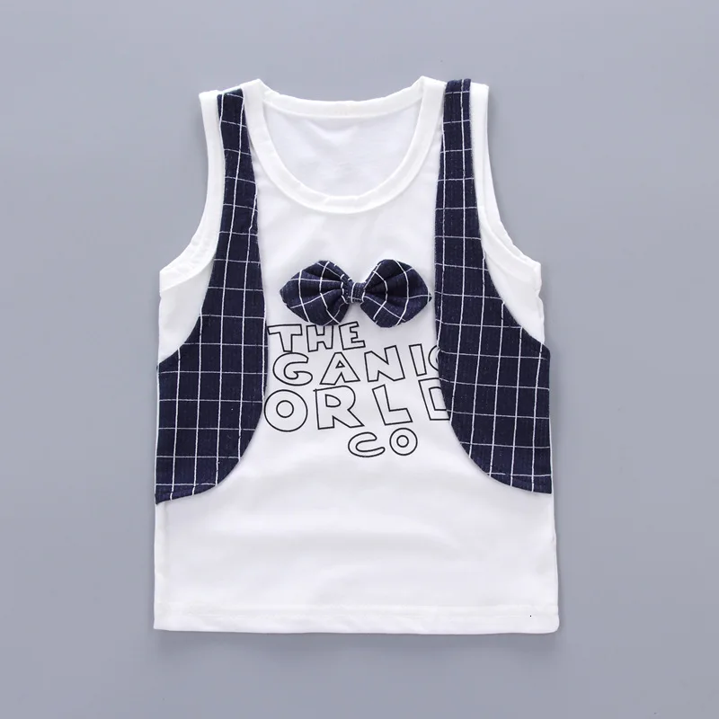 Новая летняя детская модная одежда костюм для маленьких мальчиков клетчатая