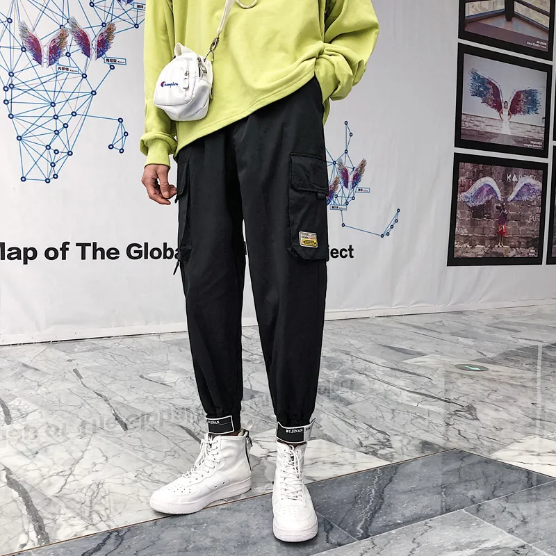 Мужские шаровары в стиле хип-хоп повседневные брюки пэчворк с несколькими