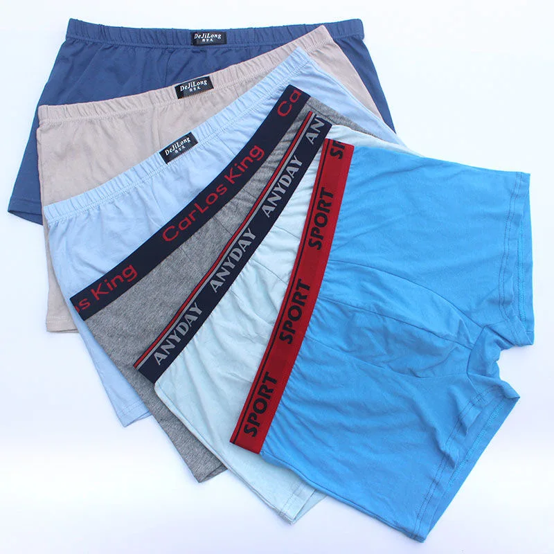 6Pcs/Lot 100% Cotton Boxer Men Underwear Four Shorts Underpants Men'S Boxers Shorts Breathable Pure color Random