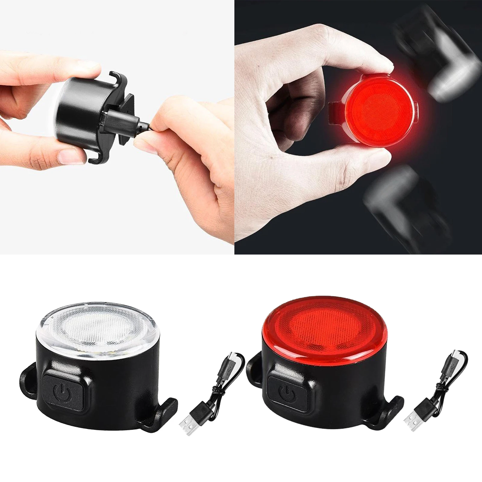 

Rechargeable USB LED Bike Bicycle Head Tail Cycling Front Back Headlight Light