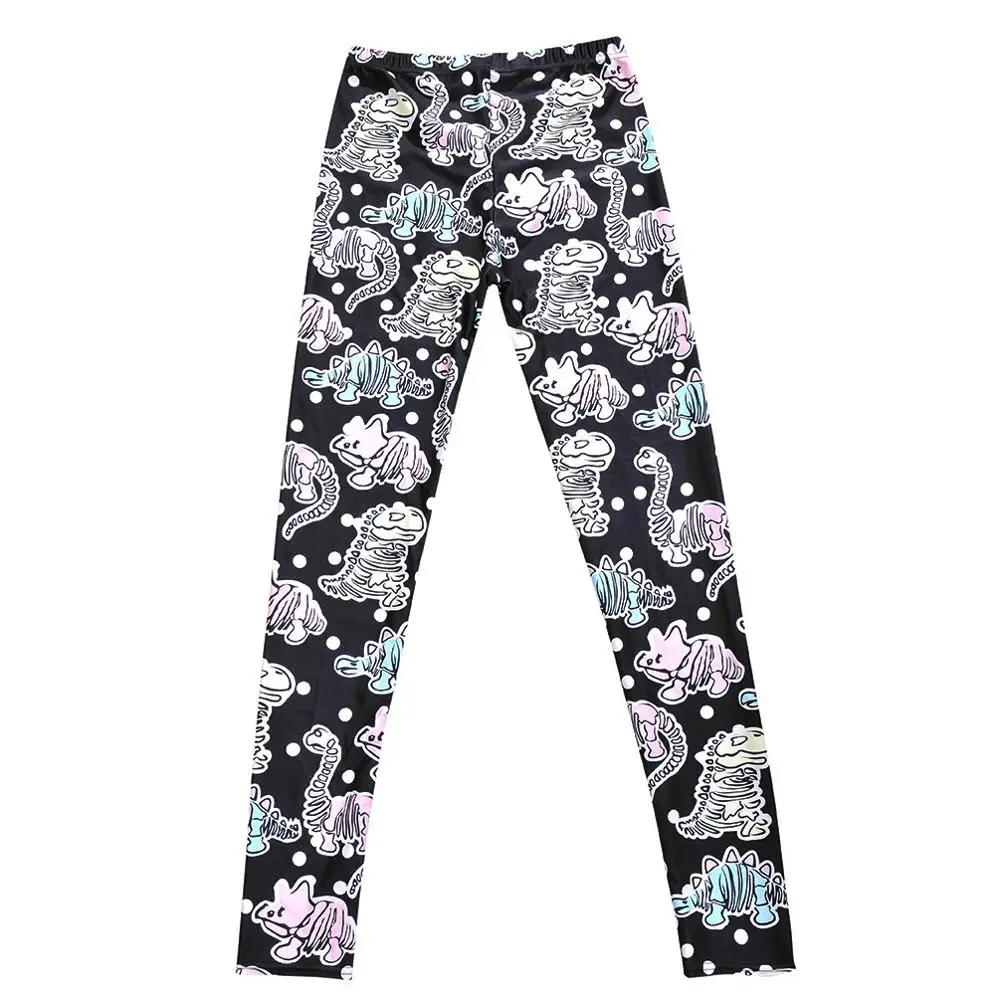 DOUBCHOW женские с эластичной резинкой на талии принтом динозавра цифровой 3D штаны
