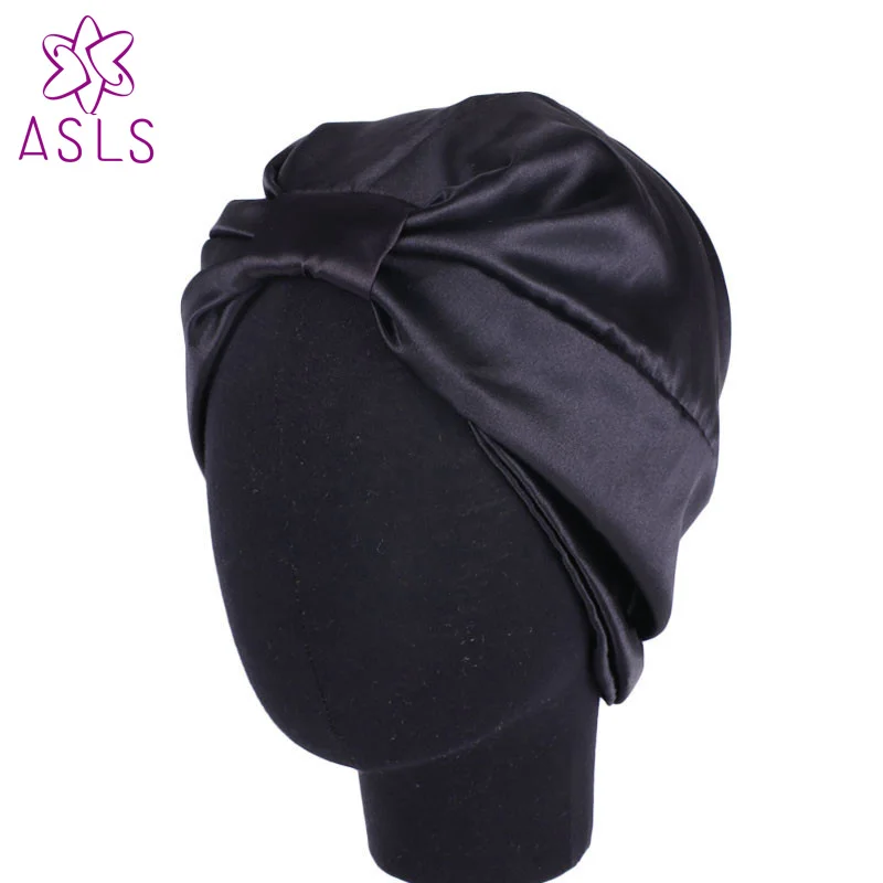 Двухслойная эластичная цветная удлиненная шапка из искусственного шелка Ночная
