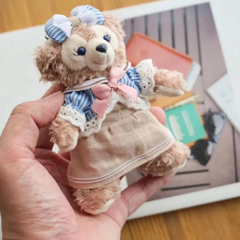 Озерный синий Duffy медведь друг и шеллимей желатони кошка Стелла Лу с пальто ткань костюм плюшевая игрушка брелок кольцо 8 см - Цвет: Озерный синий