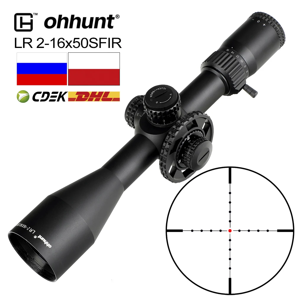 Ohhunt LR 2-16x50 SFIR Scope Mil Dot стеклянная гравированная сетка боковой Параллакс