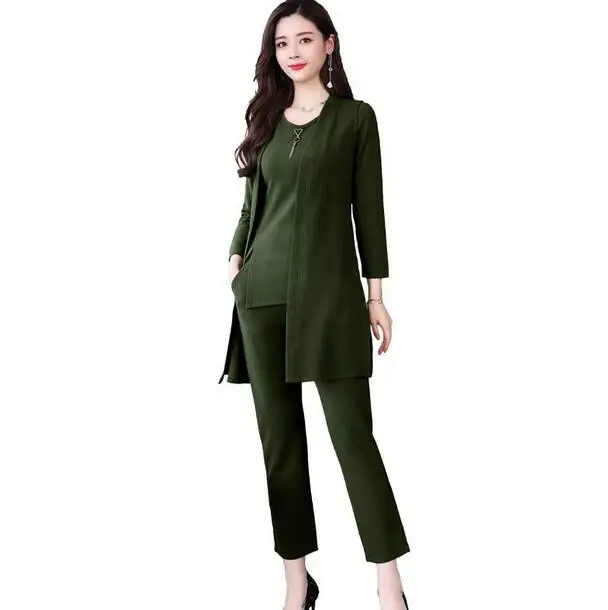 Большой размер весенний и осенний офисный Женский комплект 2 шт. Femme две предмета