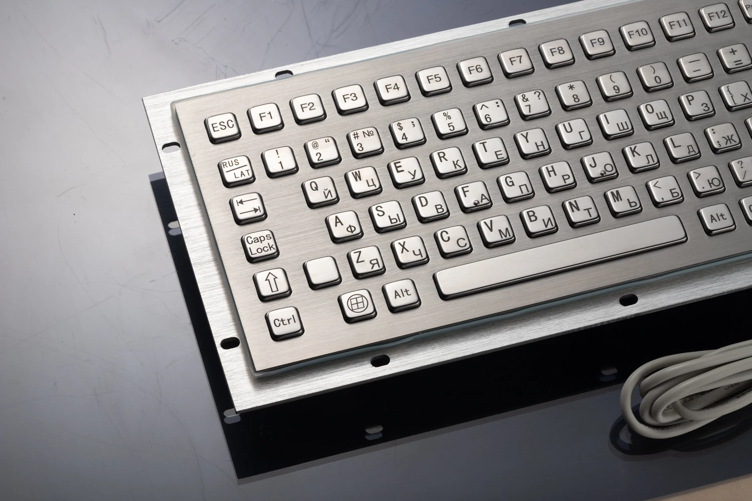 Водонепроницаемая прочная компактная металлическая промышленная клавиатура из