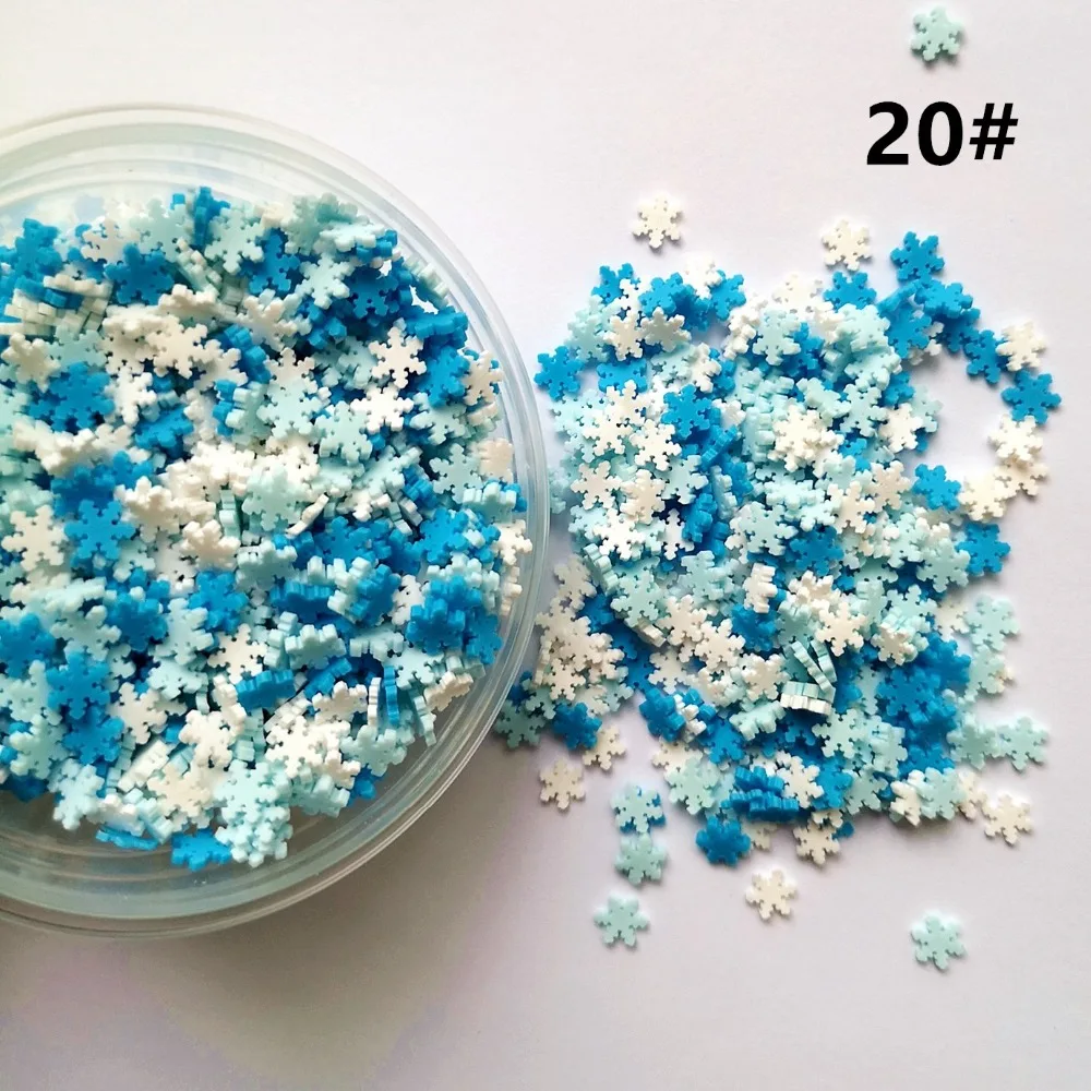 

100g Snowflake Polymer Hot Soft Clay Sprinkles Colorful for Crafts plastic klei Tiny Cute Mud Particles Blue White Snow