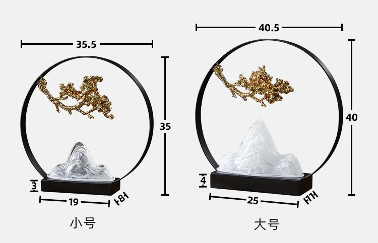 

Zen New Chinese Songshan Welcome Pine Decorations Home Living Room Study Entrance Model Room Hotel Decoration Glass Rockery