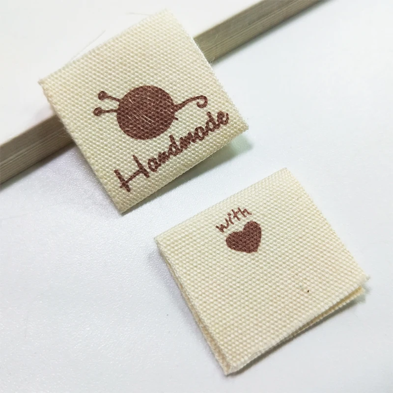 SealButterflyClockYarnBallSewingMachineNaturalStyleHandmadePrintedCottonSewingLabelsCottonFabricPrintingSewingLabelsForClothing|Этикетки