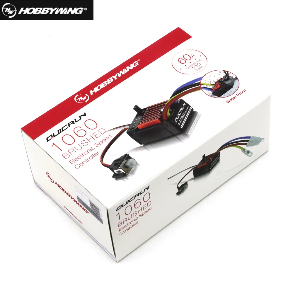 

Щеточный электронный контроллер скорости HobbyWing quirun 1060 60A ESC для 1:10 RC автомобиль водонепроницаемый для радиоуправляемого автомобиля