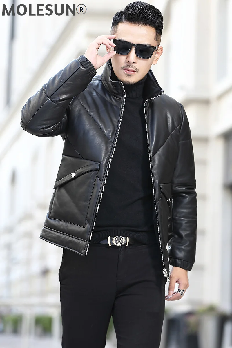 

AKOOSUN Genuine Sheepskin Leather Jacket Men Down Jackets Mens 5XL Korean Style Clothes 2021 Winter Coat Male Ropa Hombre LXR884