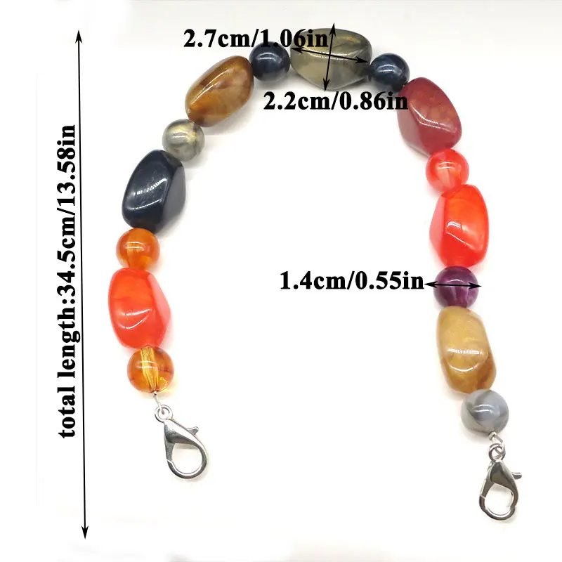 

Colorful Super Chic Lady Plastic Colored Stone Handbag Strap Girls Fashion Big Size FashionBead Wristlet Purse Bag Belts