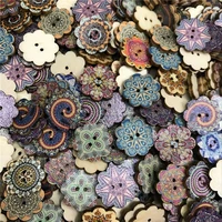 400pcs 20mm 25mm plum blossom shape wooden buttons printed diy jewelry colorful mixed wood buttons for hat shoes clothes
