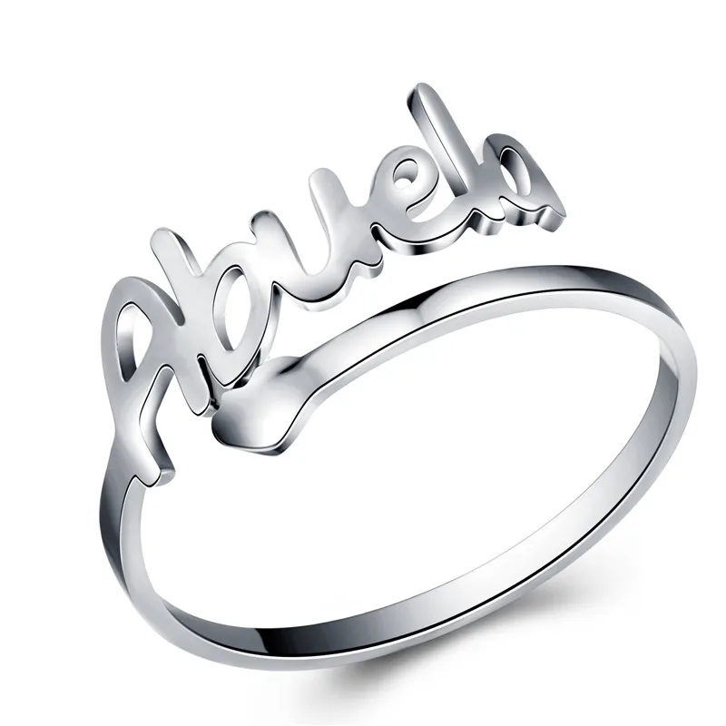 Abuela silver SKQIR серебряное Регулируемое Кольцо Love MAMA 4 цвета 316L кольца из нержавеющей стали женские ювелирные изделия подарок на день рождения матери - Цвет основного камня: Abuela silver