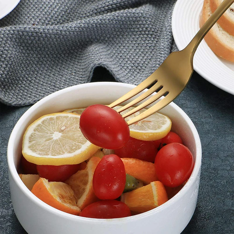 Титан Золотой Нержавеющая сталь столовый нож набор вилок и ложек Кухня столовые