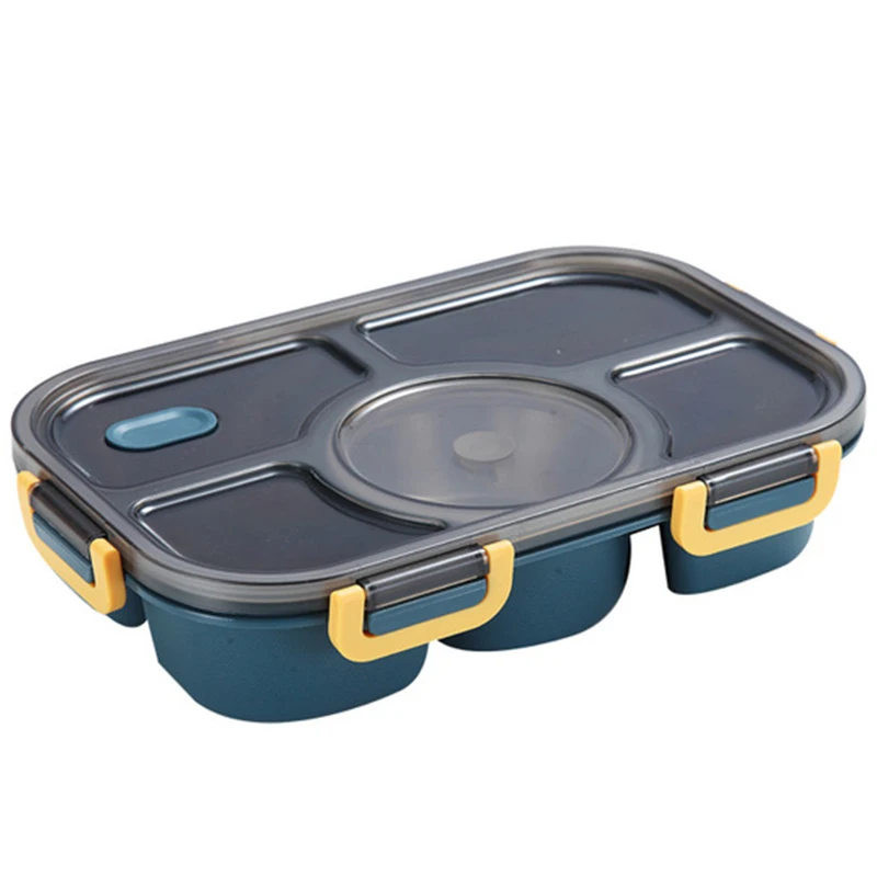 

Microwave Divided Plate Lunch Box with 5 Compartments Portable Bento Case Separate Dinning Food Tray for Student Office WWO66