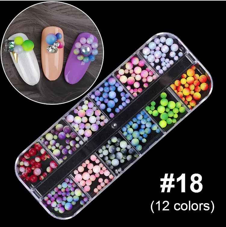 18 Mixed Colorful Rhinestones For Nails Crystal Stones Gems Manicure Accessories Studs 27 Models Diamonds 3D Nail Art Decorations - Цвет: 18