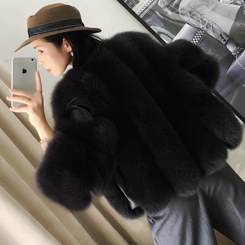 TOPFUR Real Fox Fur Coat Women'S Coat Sheepskin Natural Whole Skin Winter Coat Natural Fur Women'S Jacket 2020
