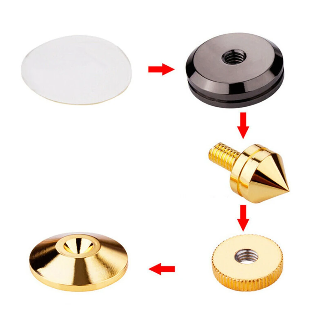 4 набора золотистый зеркальный сабвуфер усилитель звука для компакт дисков