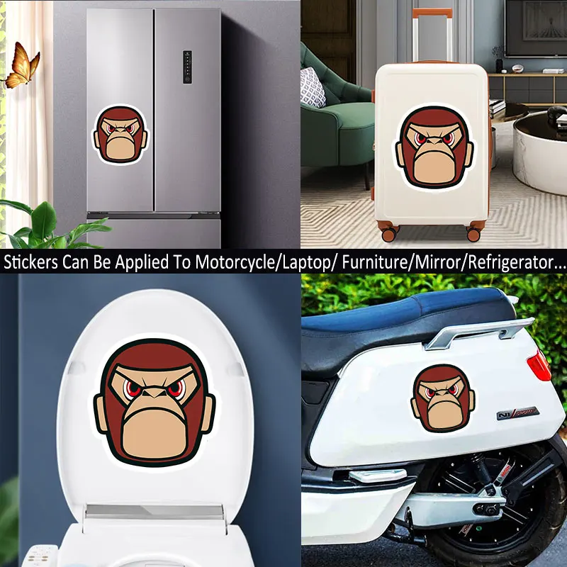 

PVC-0095#Various Sizes Self-Adhesive Decal Angry Monkey Car Sticker Waterproof Auto Decors on Bumper Rear Window