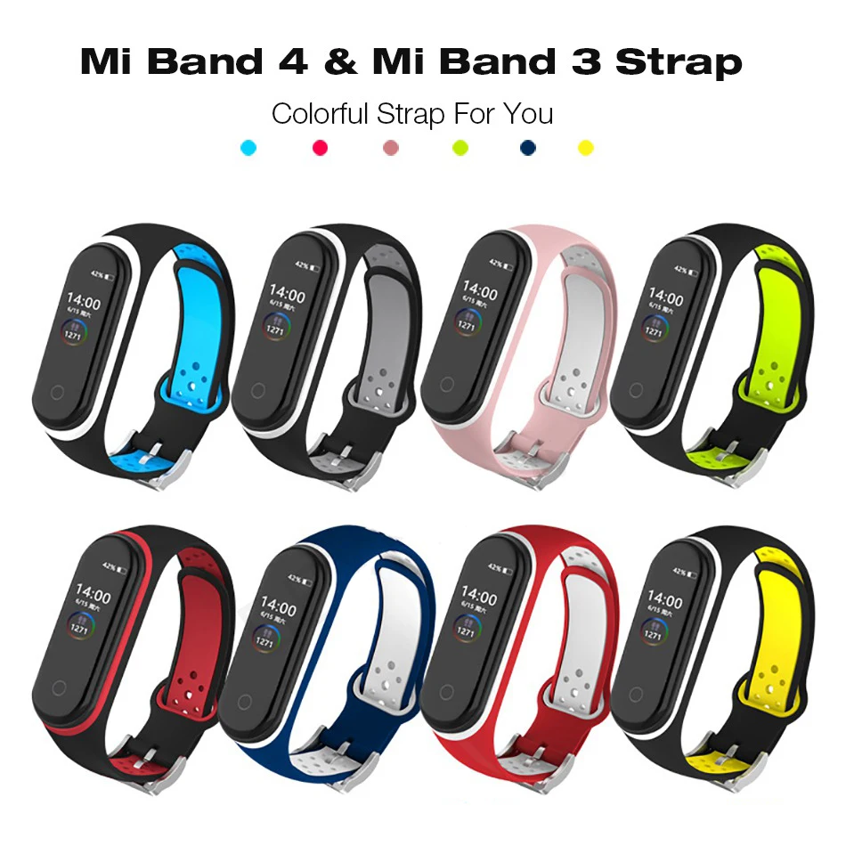 Силиконовый ремешок для Xiaomi 3 Mi Band 4 цветные ремешки браслета спортивный браслет