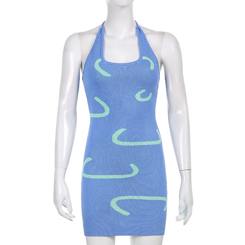

Adogirl Fashion Summer Halter Dress Sexy Women Backless Mini Dresses 2021 Female Vacation Party Clothing Streetwear 2021