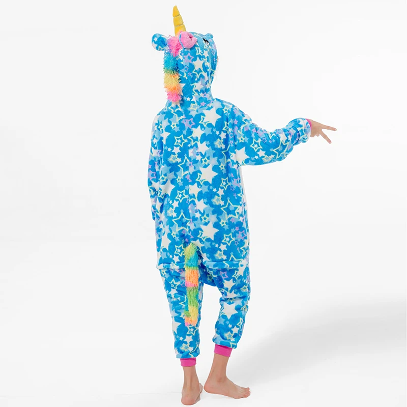 Пижама Кигуруми для мальчиков и девочек пижама с единорогом детские комбинезоны