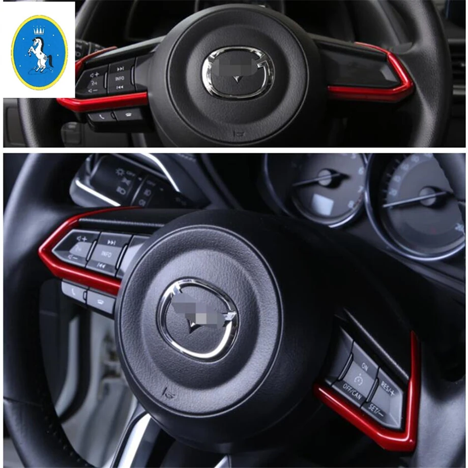 Red Interior Refit Kit Steering Wheel / Gear Shift Box Front Water Cup Holder Panel Cover Trim For Mazda 2 Demio 2015 - 2019 | Автомобили