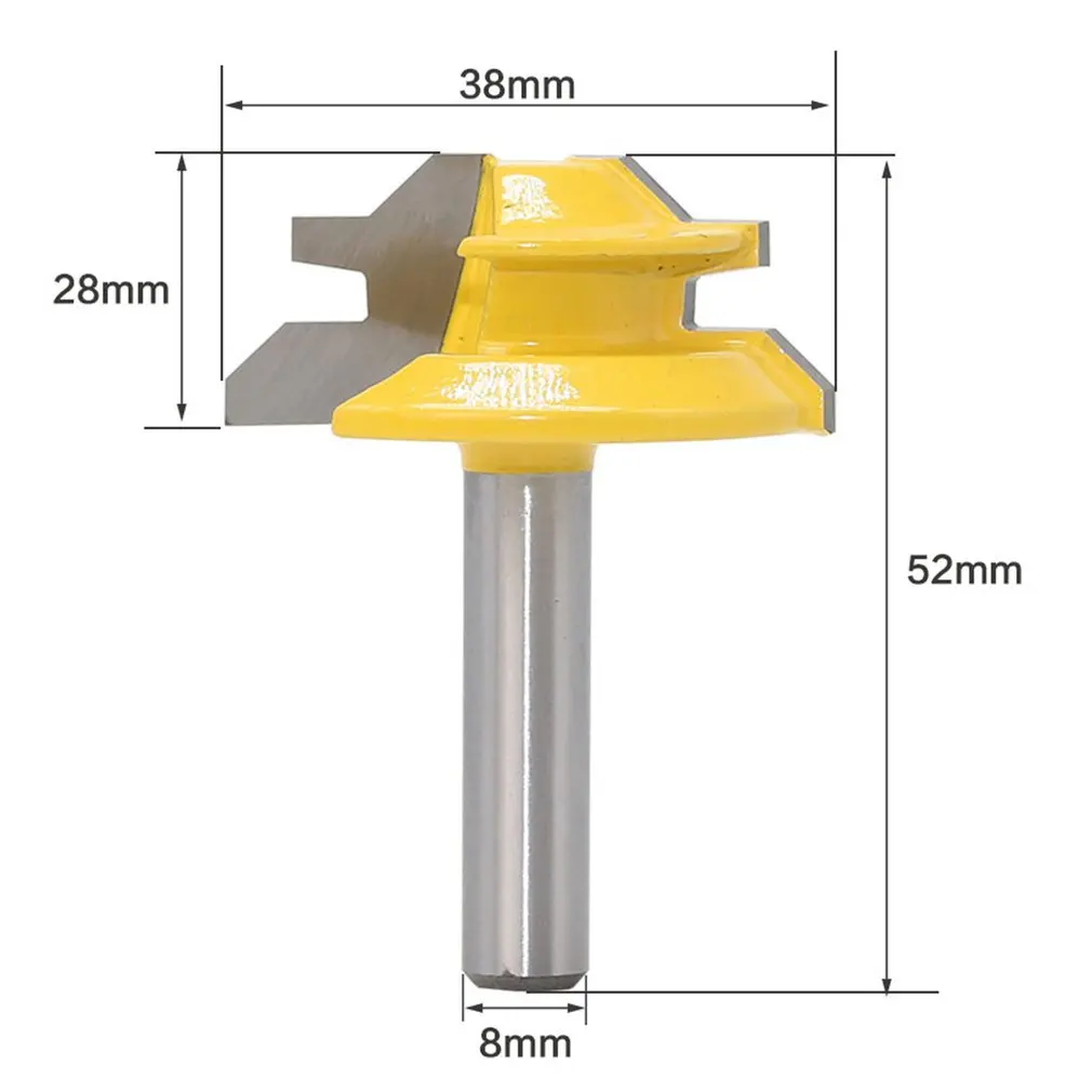 

8MM Shank Tenon Router Bit Milling Cutters Lock Miter Router Bit 45 Degree Width 8*1-1/2 Woodworking Cutter Tenon Cutter