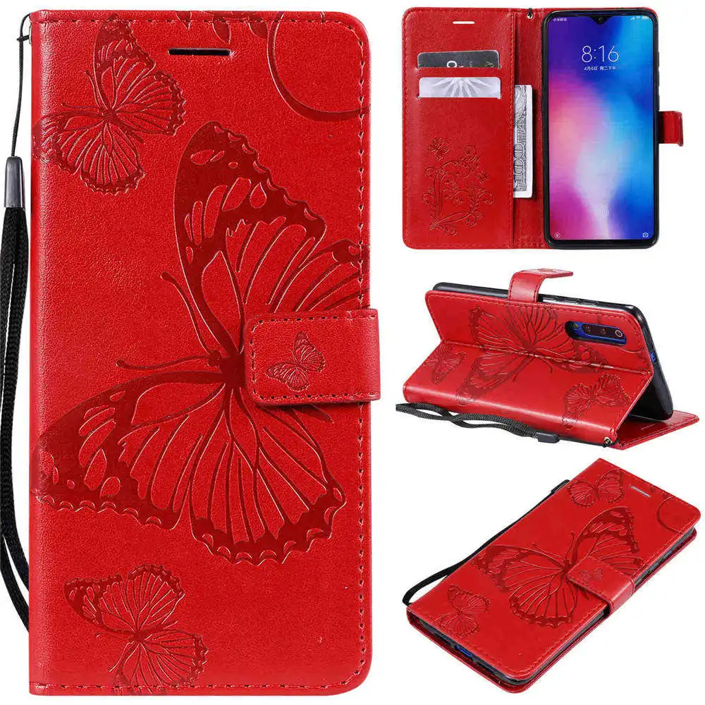 Red-Fly Кожаный бумажник-книжка чехол для Red mi GO Xiaomi mi Play Poco F1 Card Solt чехол для телефона для Red mi 6 Pro Note 6 7 Pro 3 4X mi 5X8 9 - Цвет: Red-Fly